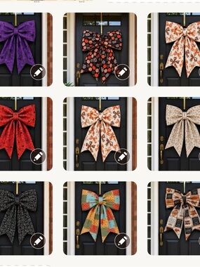 Decorative Fall & Halloween Door Bow in Multiple Patterns.